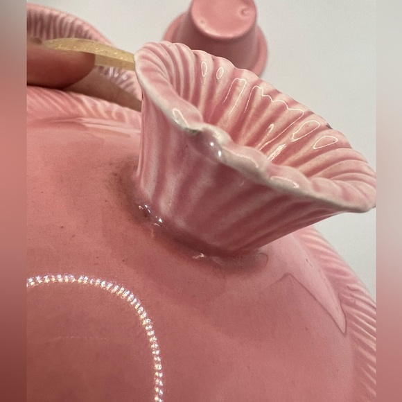 Vintage 1956 Miramar California Pink Pottery Covered Dish w/ Votive Holder - Picture 6 of 7